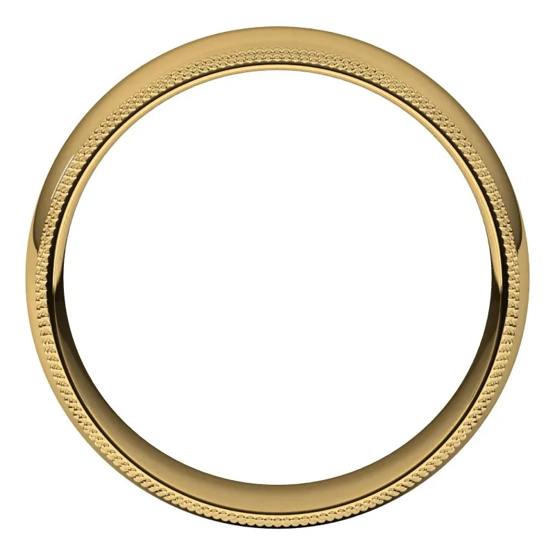 10K Yellow Gold 7 mm double milgrain half round comfort fit Wedding Band