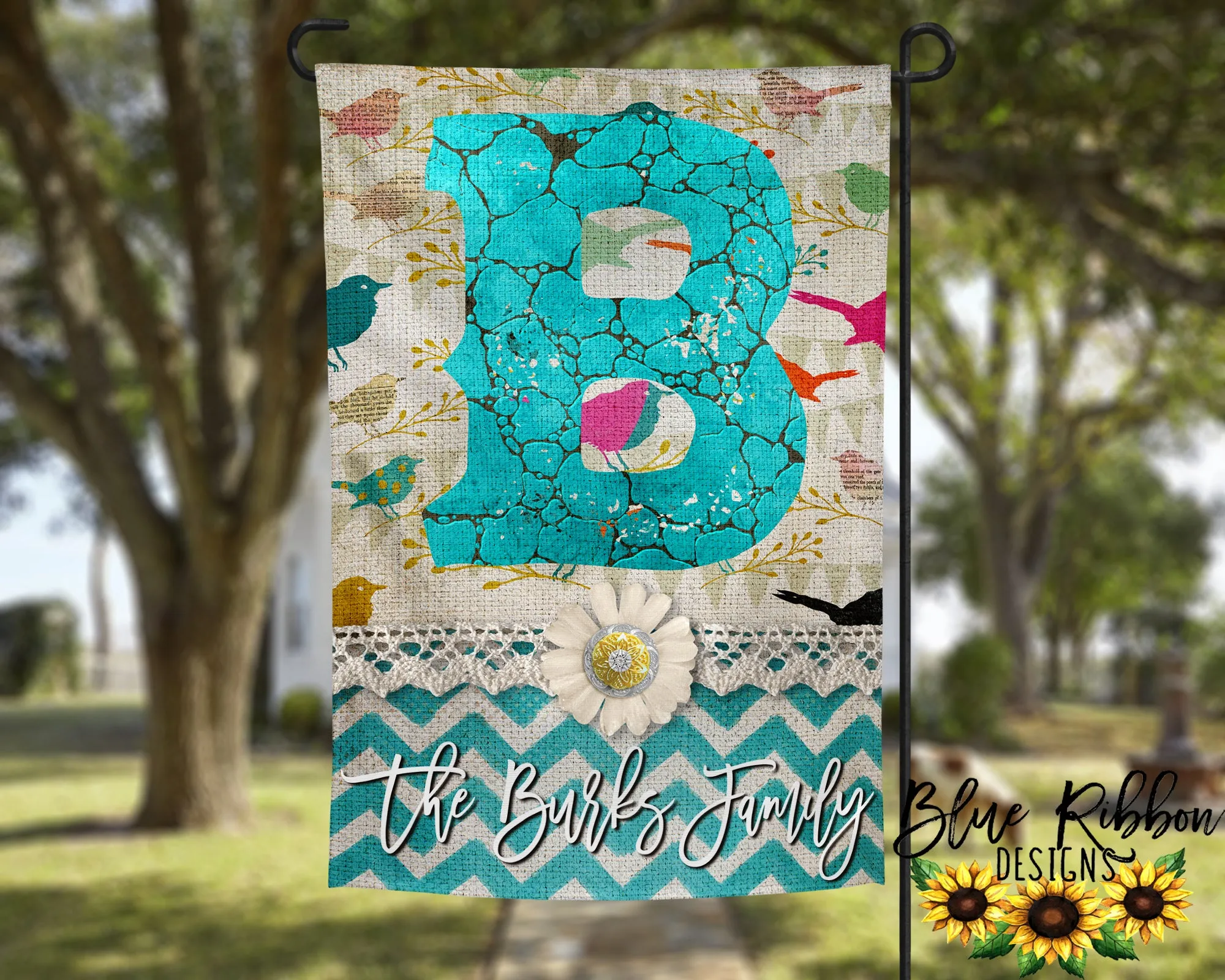 12X18" Single or Double Sided Boho Birds Garden Flag