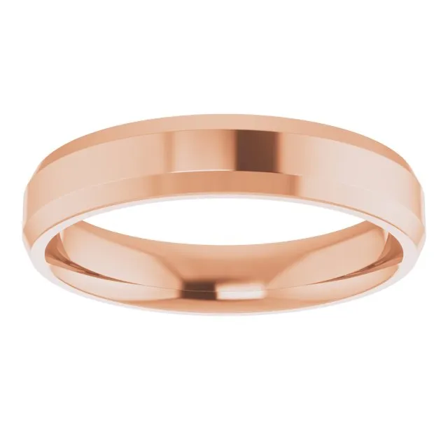 14K Rose 4 mm Beveled Edge Comfort Fit Light Band
