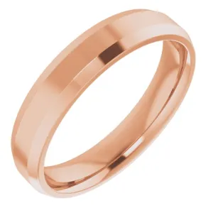14K Rose 4 mm Beveled Edge Comfort Fit Light Band