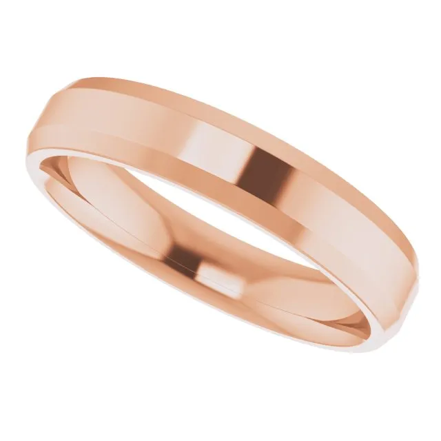 14K Rose 4 mm Beveled Edge Comfort Fit Light Band
