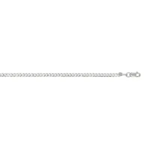 14k White Gold 2.6mm 4.1 Grams Comfort Curb Chain 18 Inch Long