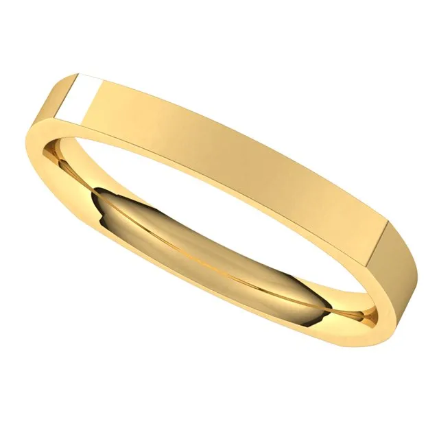 18K Yellow Gold 2.5 mm Square Comfort Fit Wedding Band
