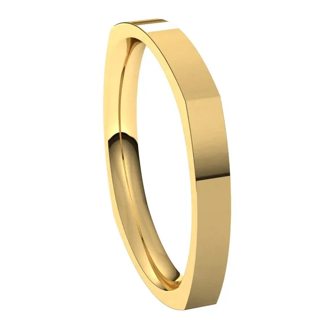 18K Yellow Gold 2.5 mm Square Comfort Fit Wedding Band
