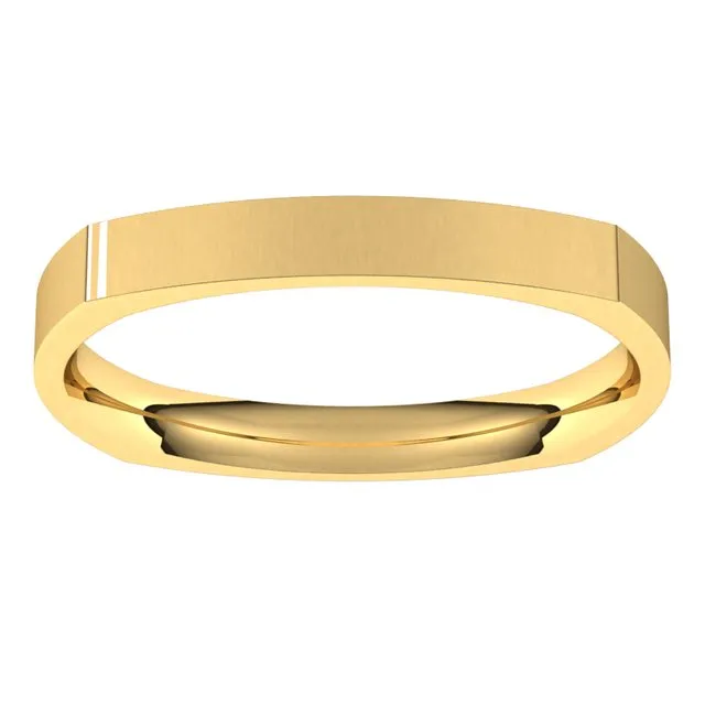 18K Yellow Gold 2.5 mm Square Comfort Fit Wedding Band