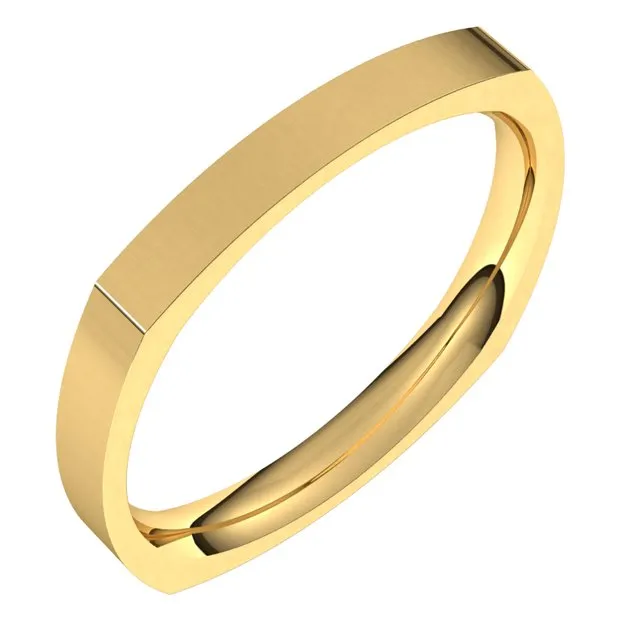 18K Yellow Gold 2.5 mm Square Comfort Fit Wedding Band