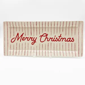 $20.00 min 2 -RED/WHITE TICKING MERRY CHRISTMAS REC PLATTER