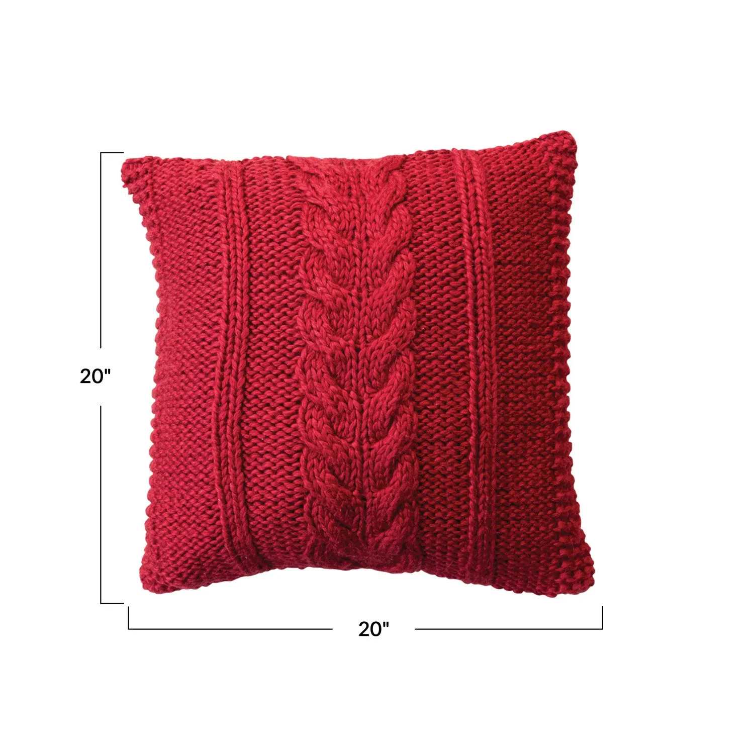 20" Cable Knit Sweater Pillow - Red