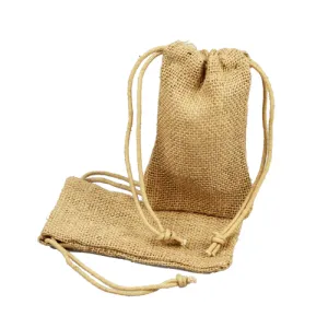 3 in x 5 in Mini Burlap Bags with Jute Cord Drawstring Wedding Favor Pouches (Pack of 12)