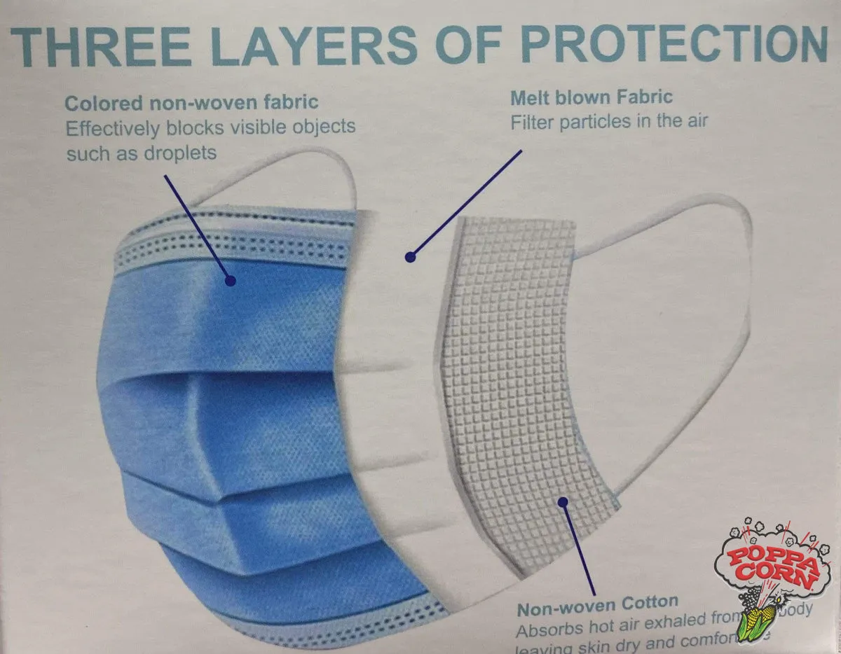 3 Layer Disposable Face Masks - Non Medical - 5 x 10 Pack - 50 Pieces