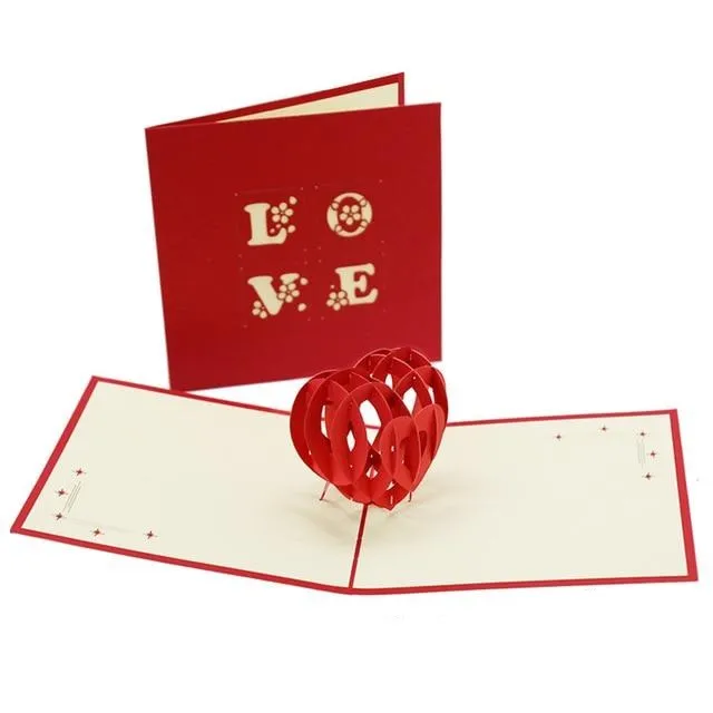 3D Pop UP Cards Valentines Day Gift Postcard Love Card