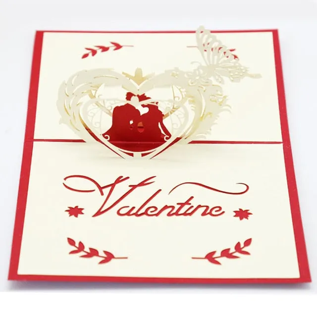 3D Pop UP Cards Valentines Day Gift Postcard Love Card