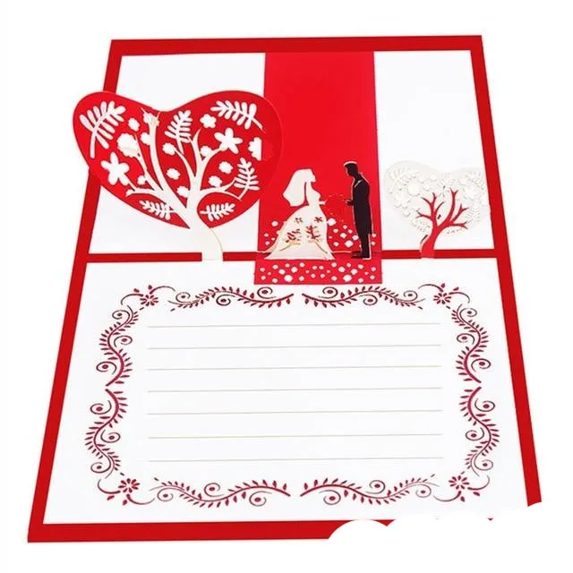 3D Pop UP Cards Valentines Day Gift Postcard Love Card