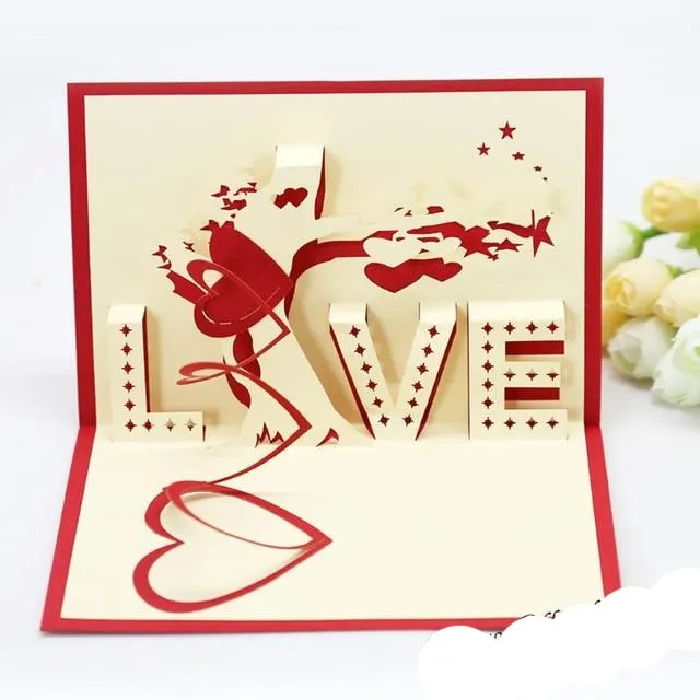 3D Pop UP Cards Valentines Day Gift Postcard Love Card
