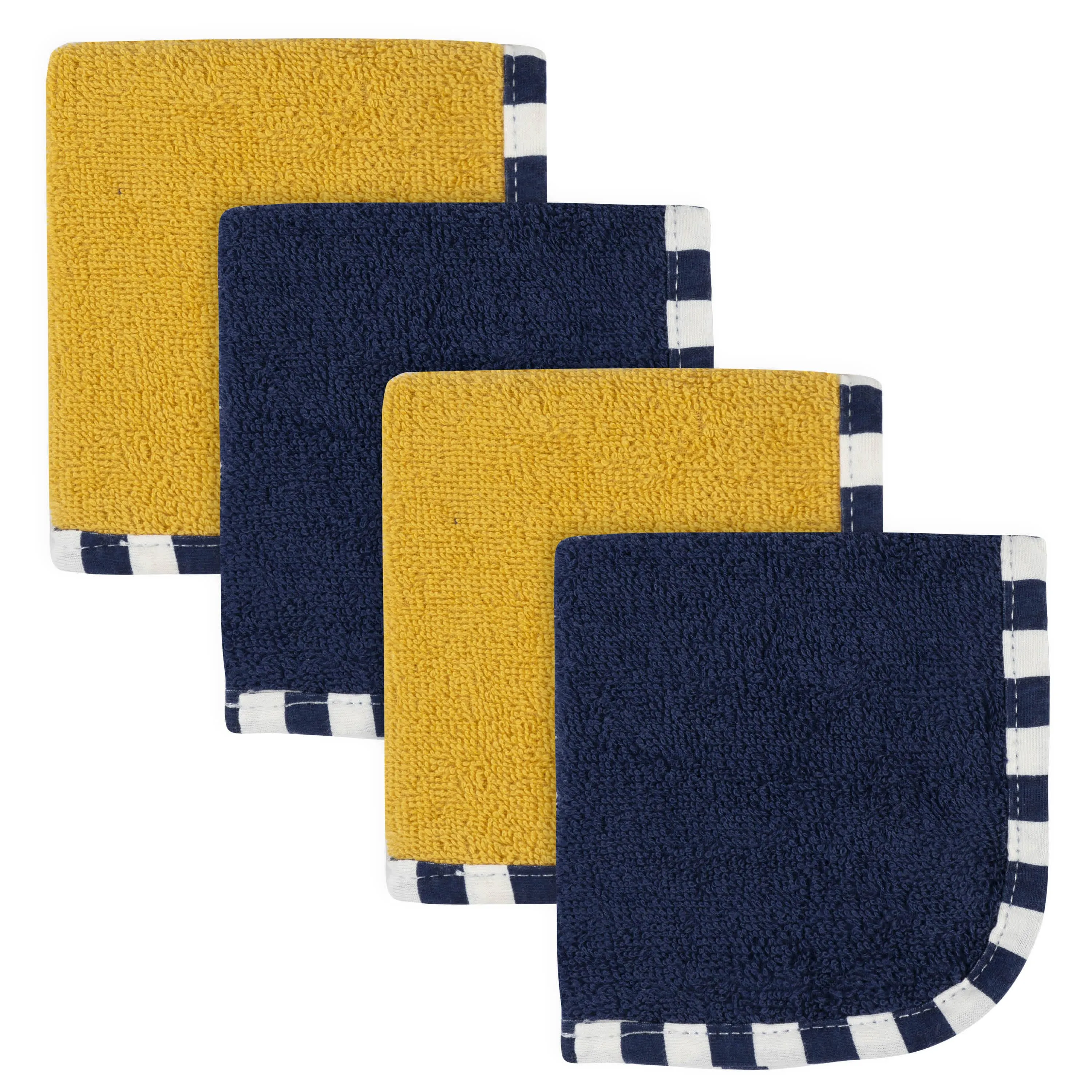 4-Pack Boys Gold & Navy Woven Washcloths