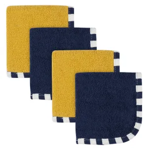 4-Pack Boys Gold & Navy Woven Washcloths