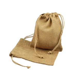 5 in x 7 in Medium Natural Burlap Pouches with Jute Drawstring Bags (Pack of 12)