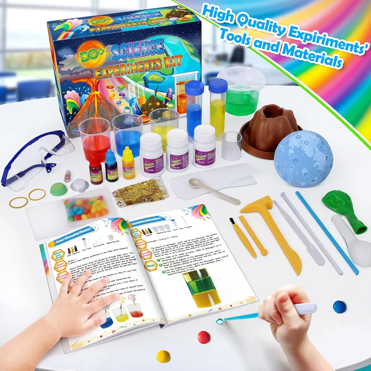50  Science Lab Experiments Kit for Kids Age 4-6-8-12, STEM Activities Education