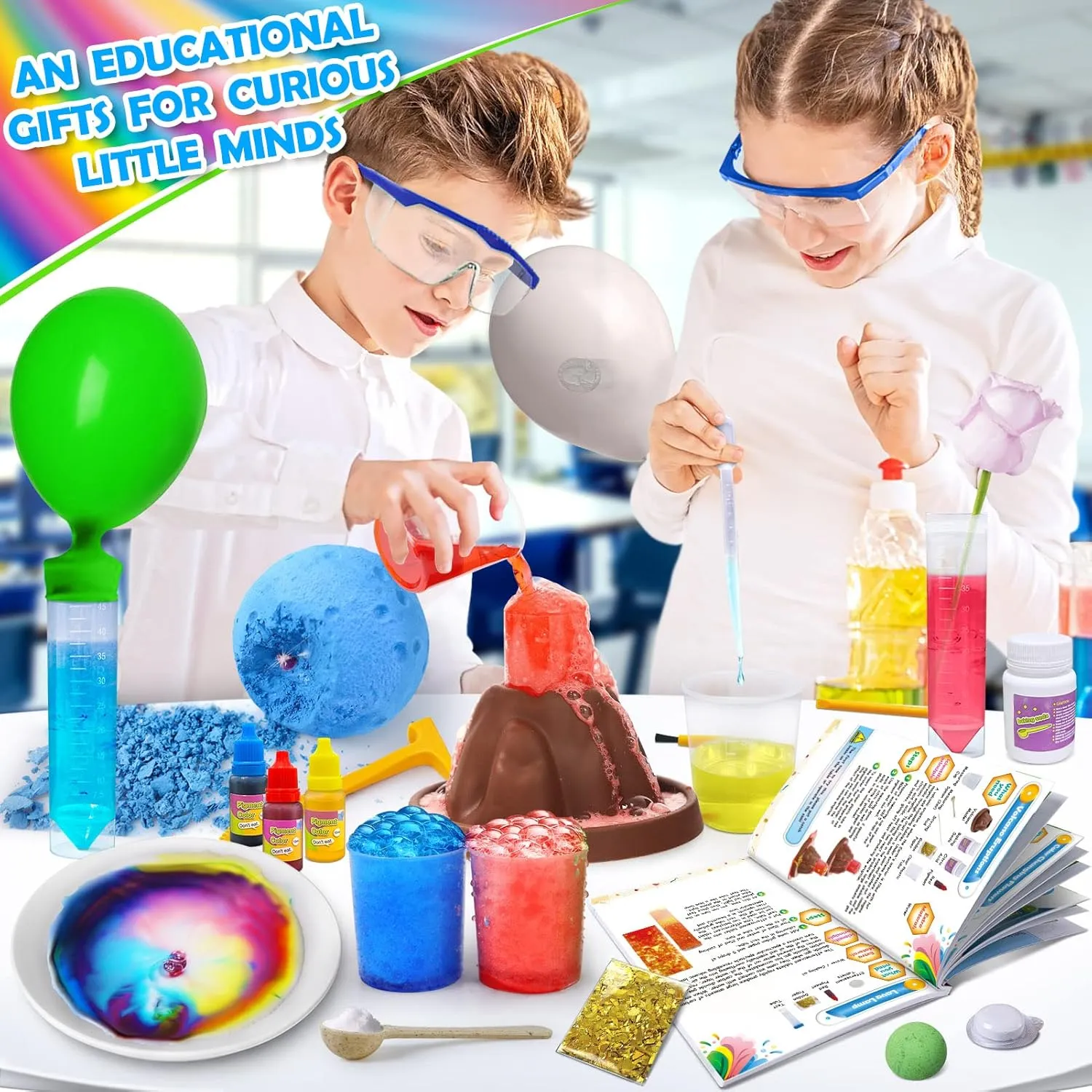 50  Science Lab Experiments Kit for Kids Age 4-6-8-12, STEM Activities Education