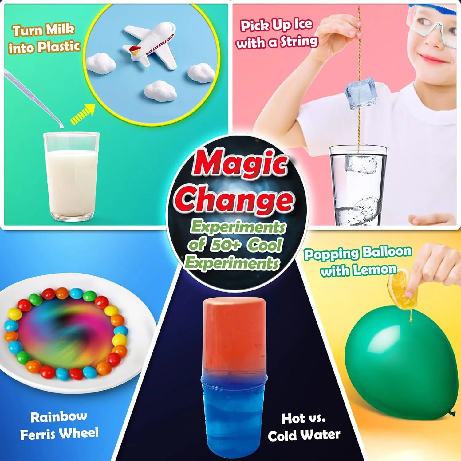 50  Science Lab Experiments Kit for Kids Age 4-6-8-12, STEM Activities Education