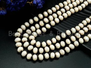 60 inches/36inches Hand-Knotted Beige Crystal Necklace