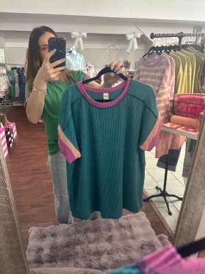 A New Day Ribbed Top PLUS: Jade