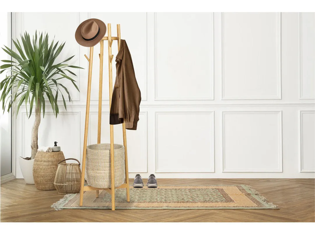 Abellina Solid Wood 8 - Hook Freestanding Coat Rack in Natural Safavieh Couture