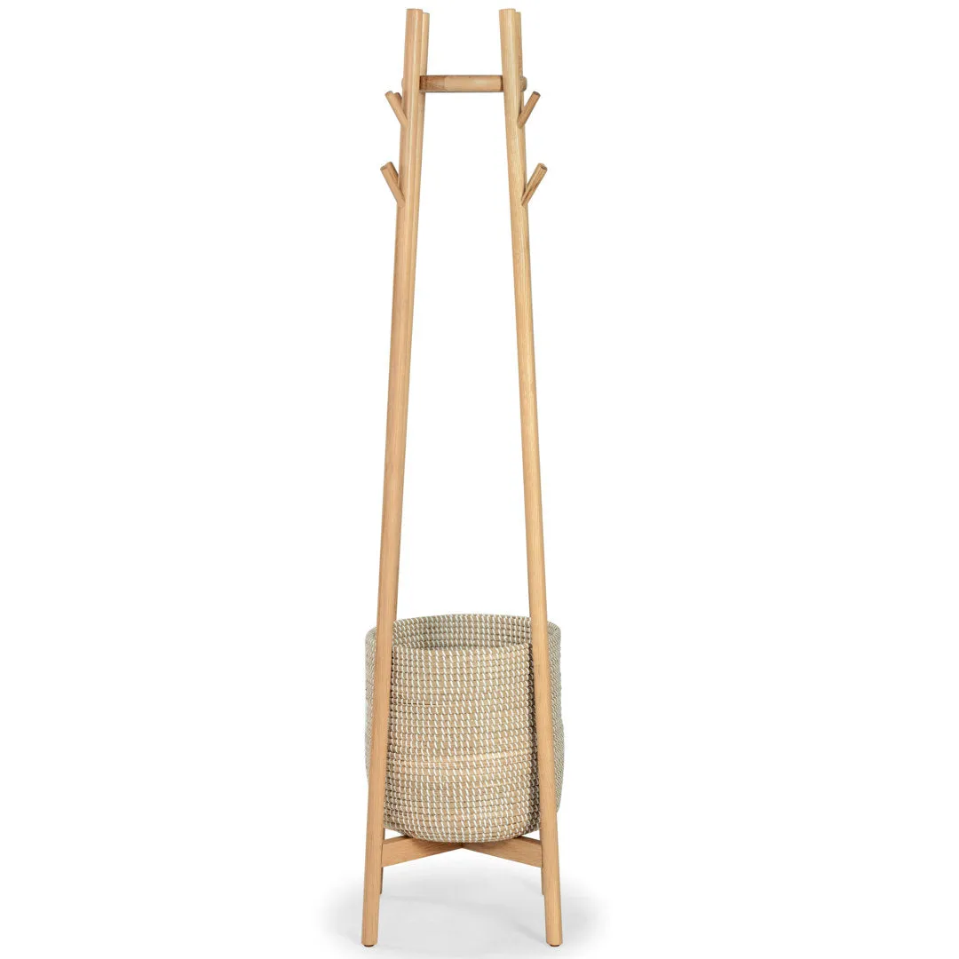 Abellina Solid Wood 8 - Hook Freestanding Coat Rack in Natural Safavieh Couture