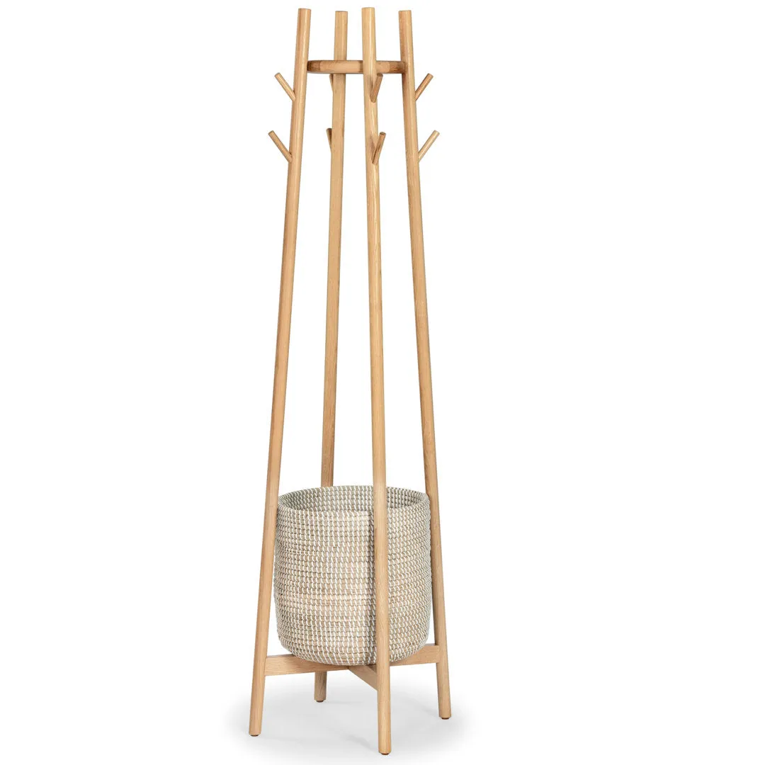 Abellina Solid Wood 8 - Hook Freestanding Coat Rack in Natural Safavieh Couture