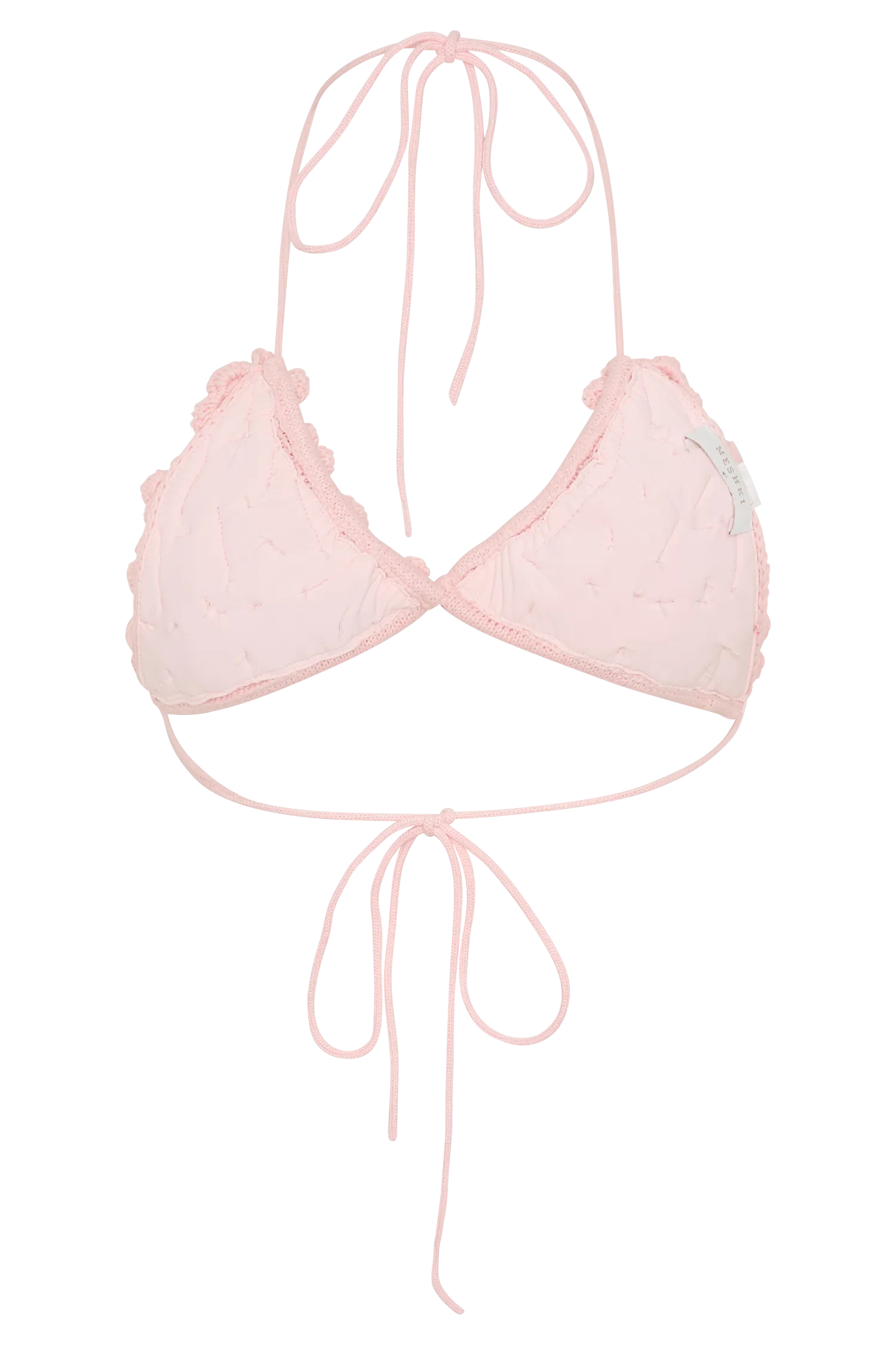 Aesha Floral Crochet Bikini Top - Pale Pink
