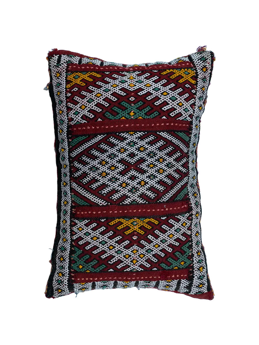Ain Leuh Vintage Pillow - Burgundy Broken Symbol