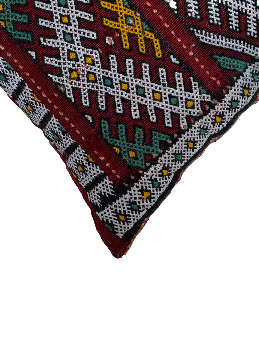 Ain Leuh Vintage Pillow - Burgundy Broken Symbol