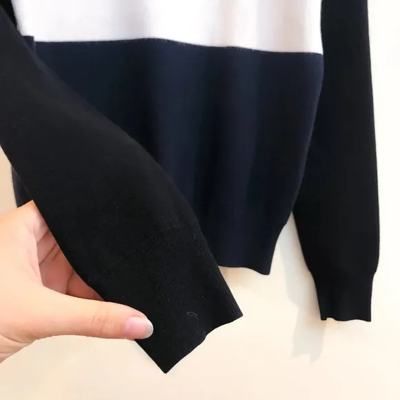 A.L.C. Colorblock Tight Knit Crew Neck Pullover Designer Sweatshirt Sweater XS