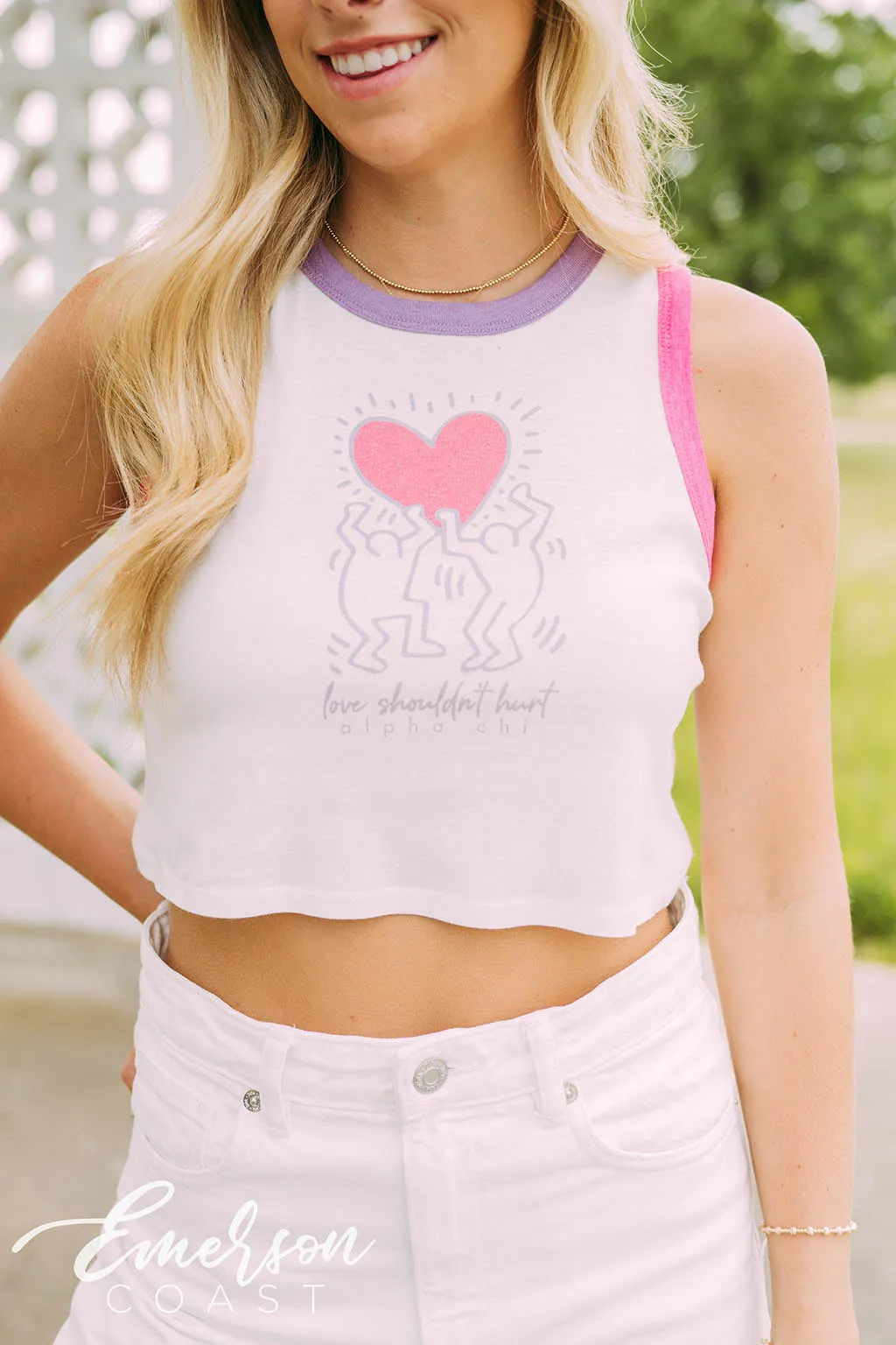 Alpha Chi Love Shouldn't Hurt Colorblock Tank