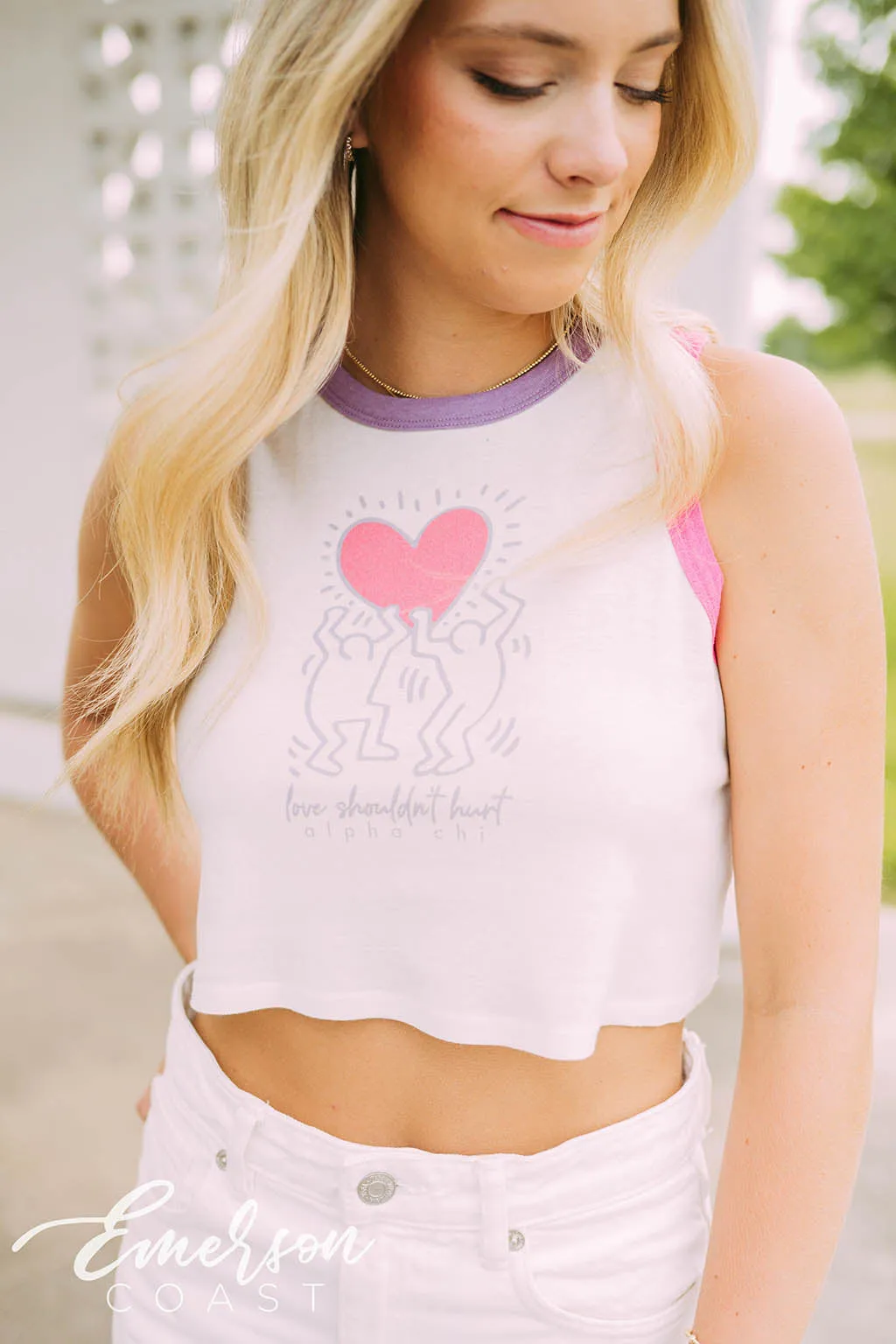 Alpha Chi Love Shouldn't Hurt Colorblock Tank