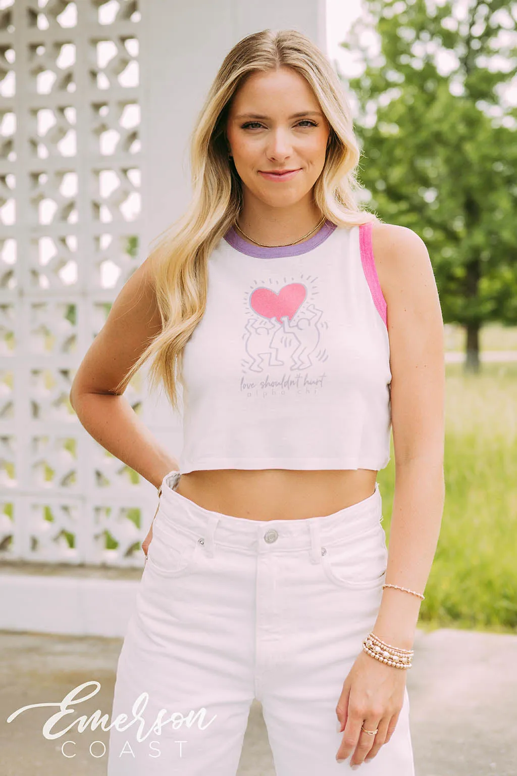 Alpha Chi Love Shouldn't Hurt Colorblock Tank