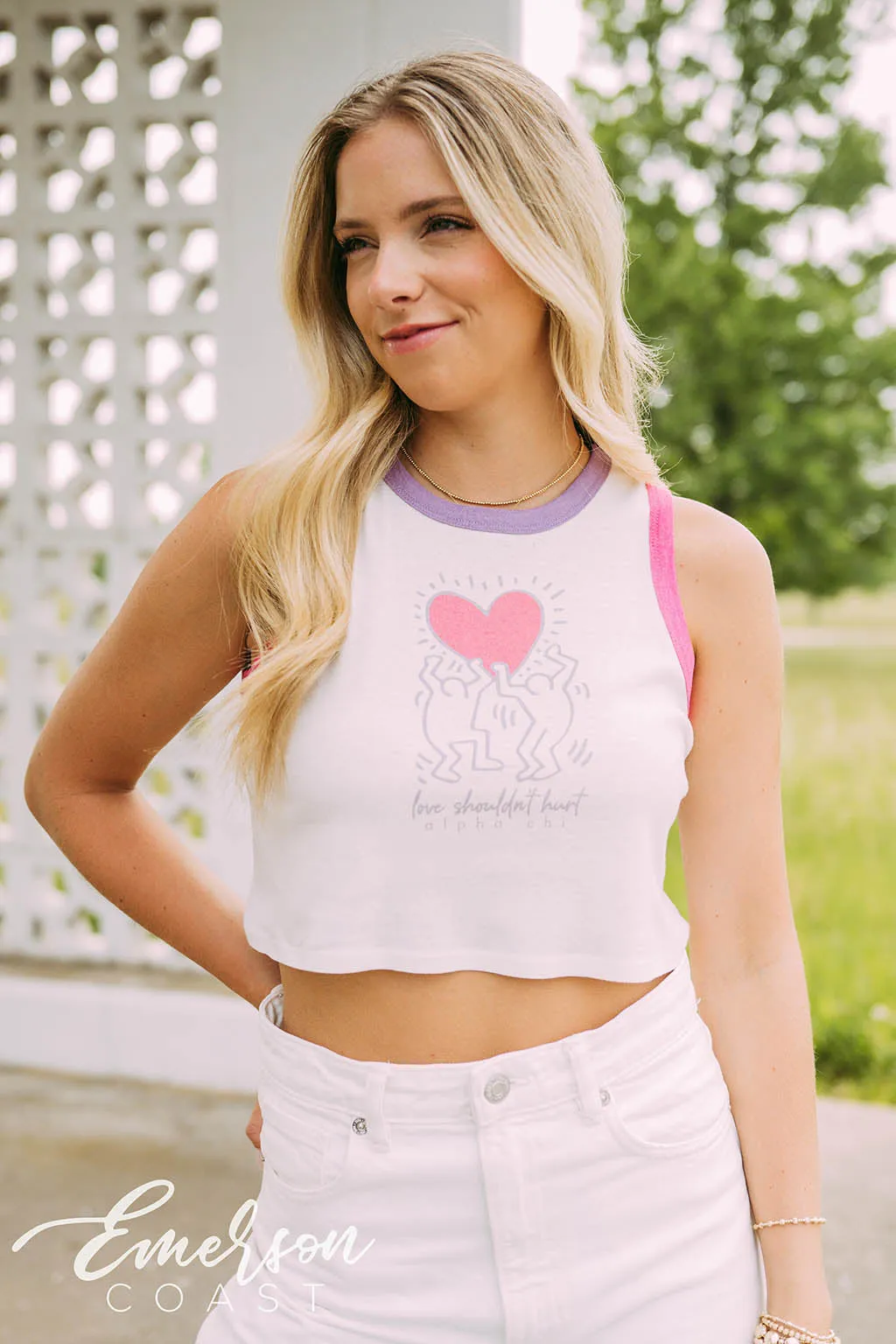 Alpha Chi Love Shouldn't Hurt Colorblock Tank