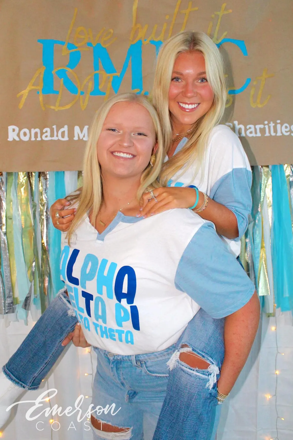 Alpha Delta Pi Blue Recruitment Colorblock Henley