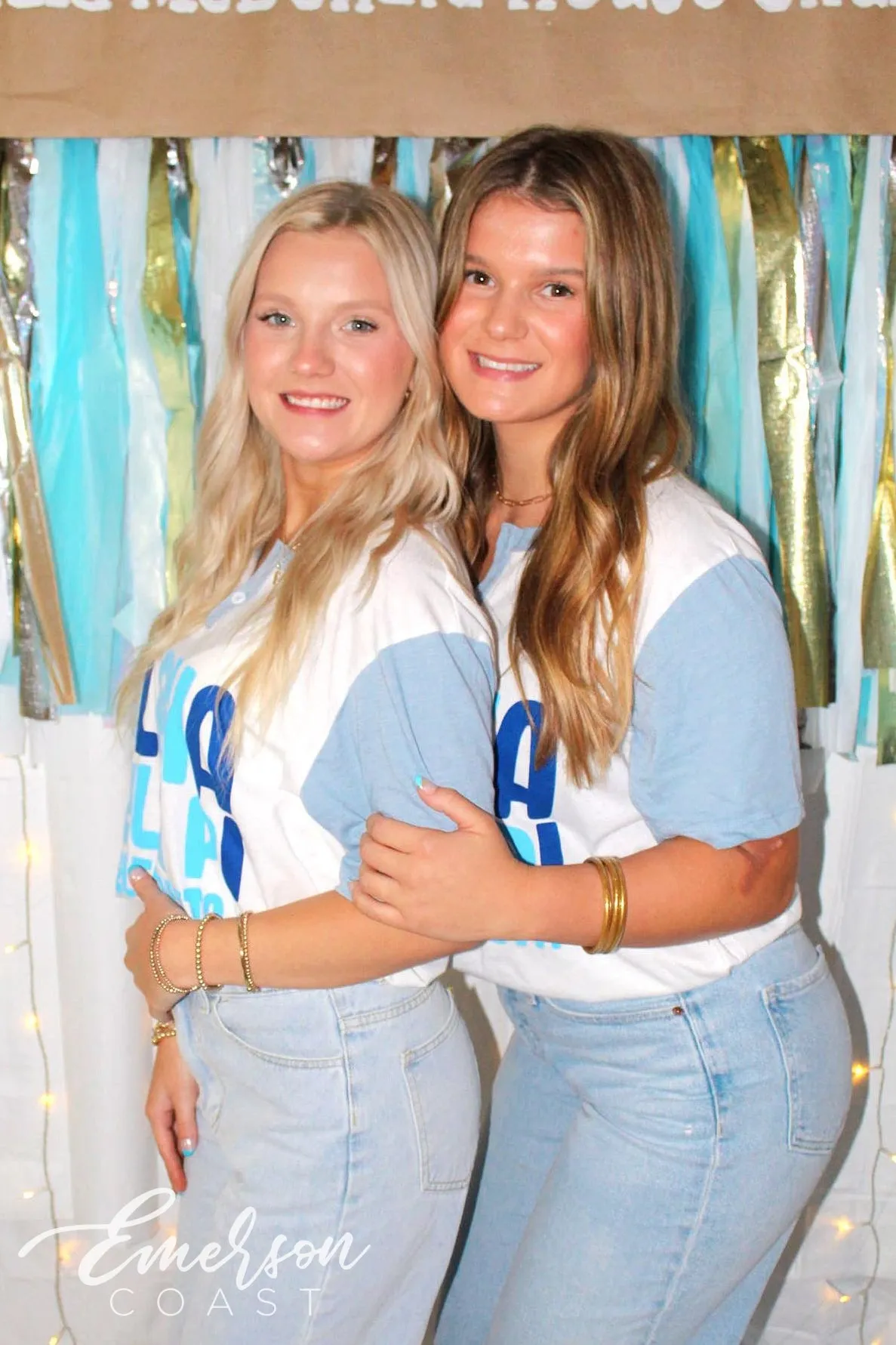 Alpha Delta Pi Blue Recruitment Colorblock Henley