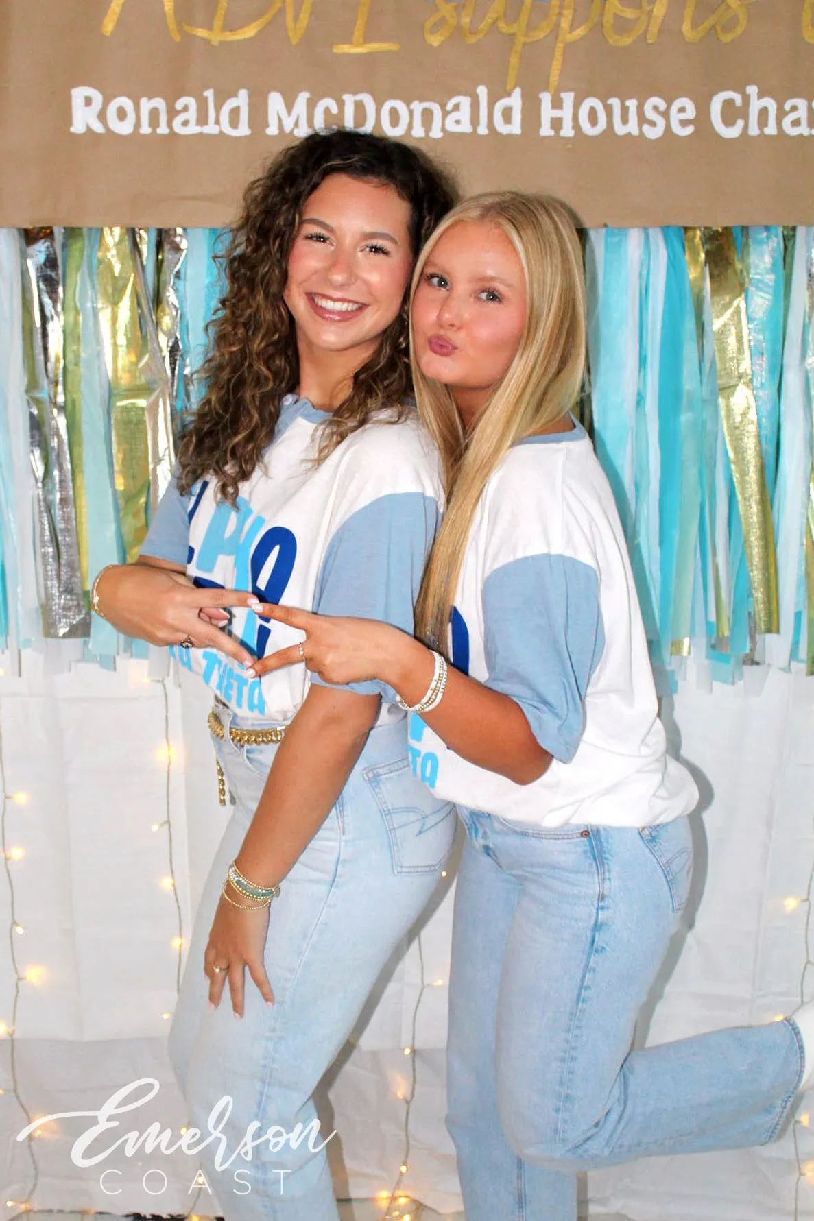 Alpha Delta Pi Blue Recruitment Colorblock Henley