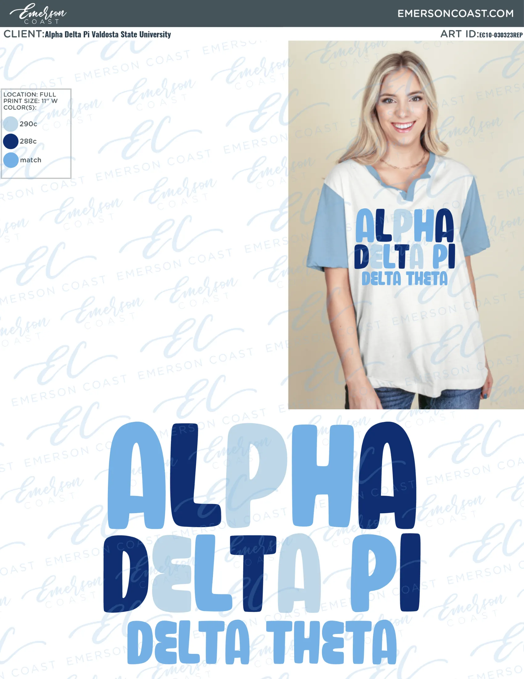 Alpha Delta Pi Blue Recruitment Colorblock Henley