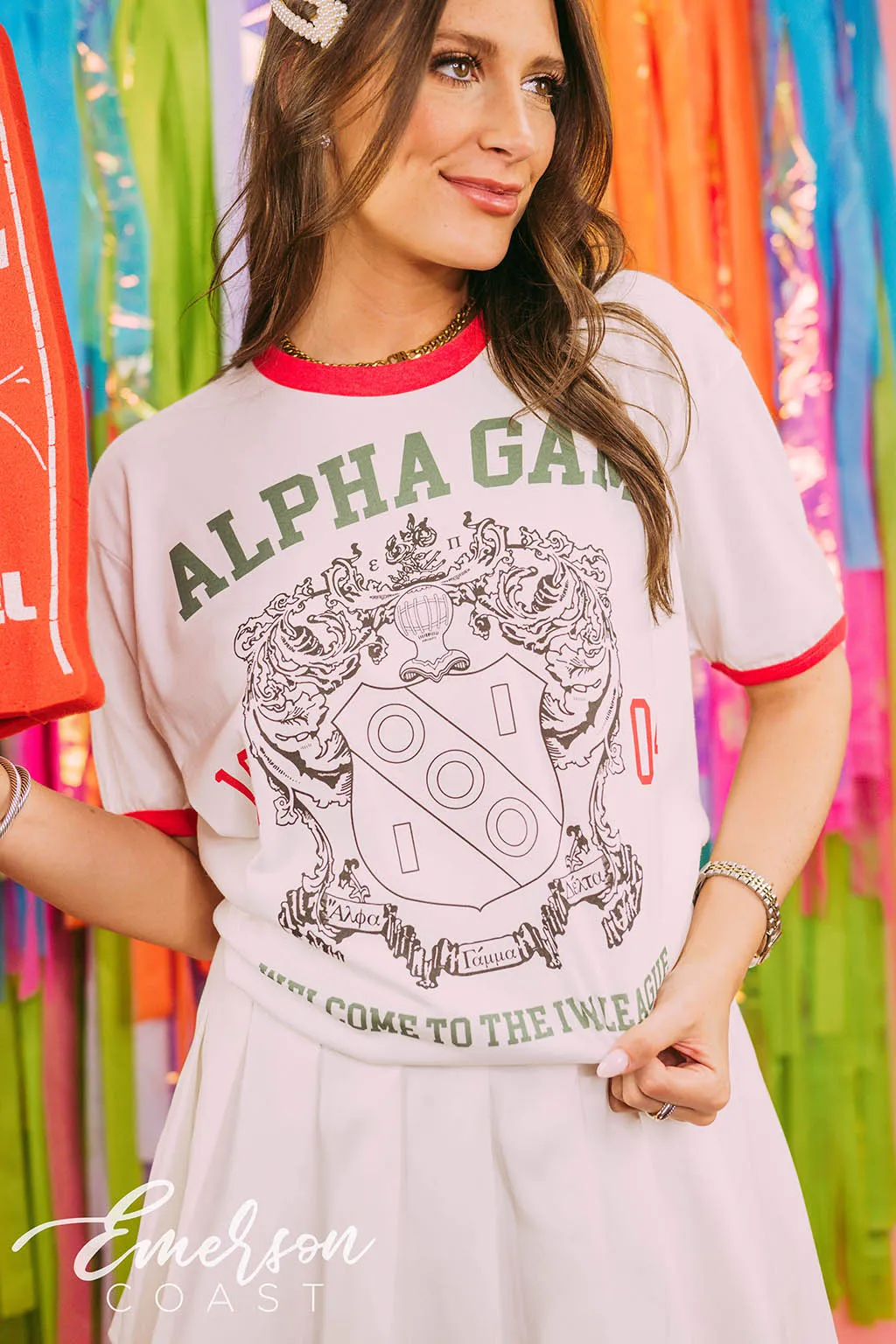 Alpha Gamma Delta Ivy League Bid Day Colorblock Ringer