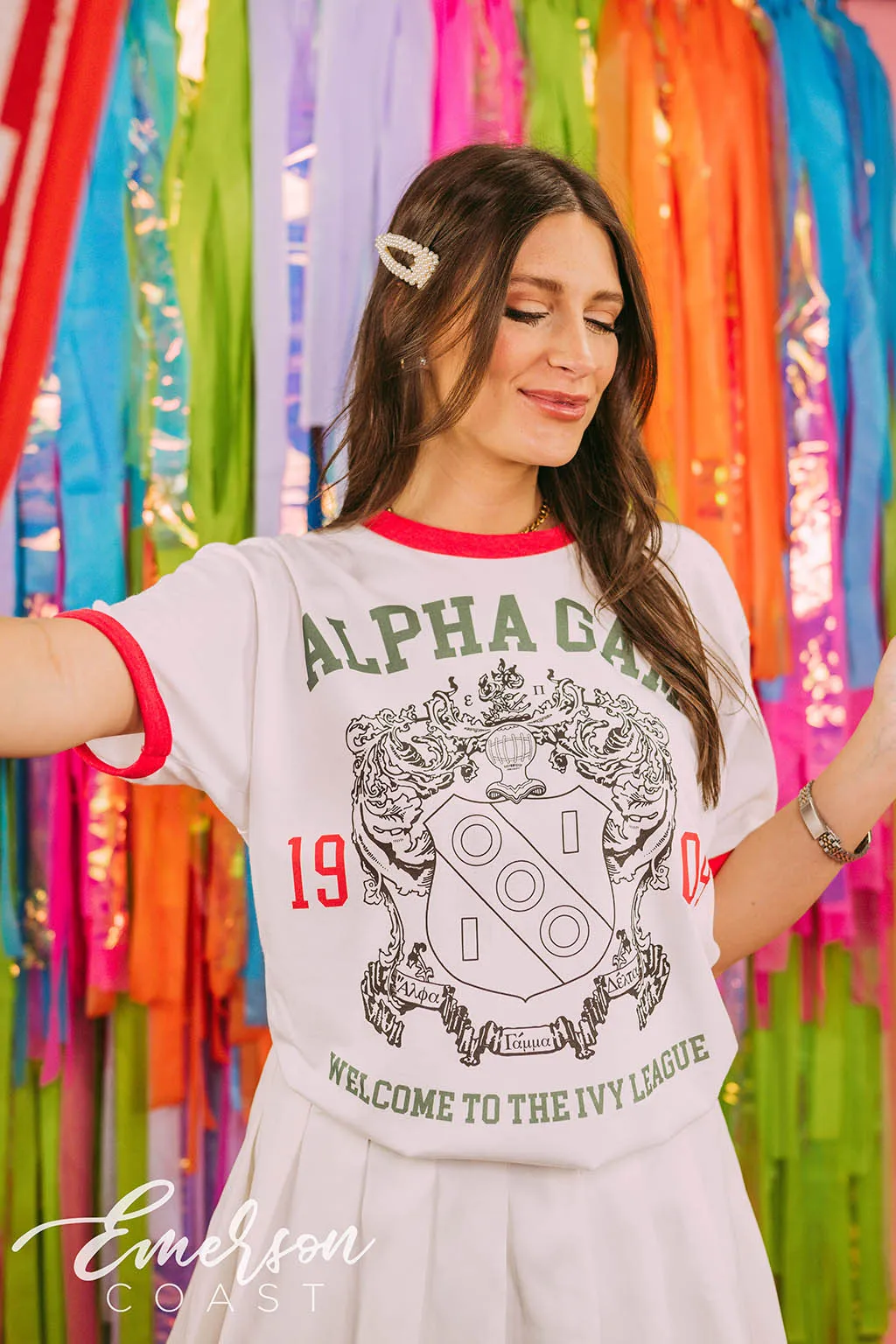 Alpha Gamma Delta Ivy League Bid Day Colorblock Ringer