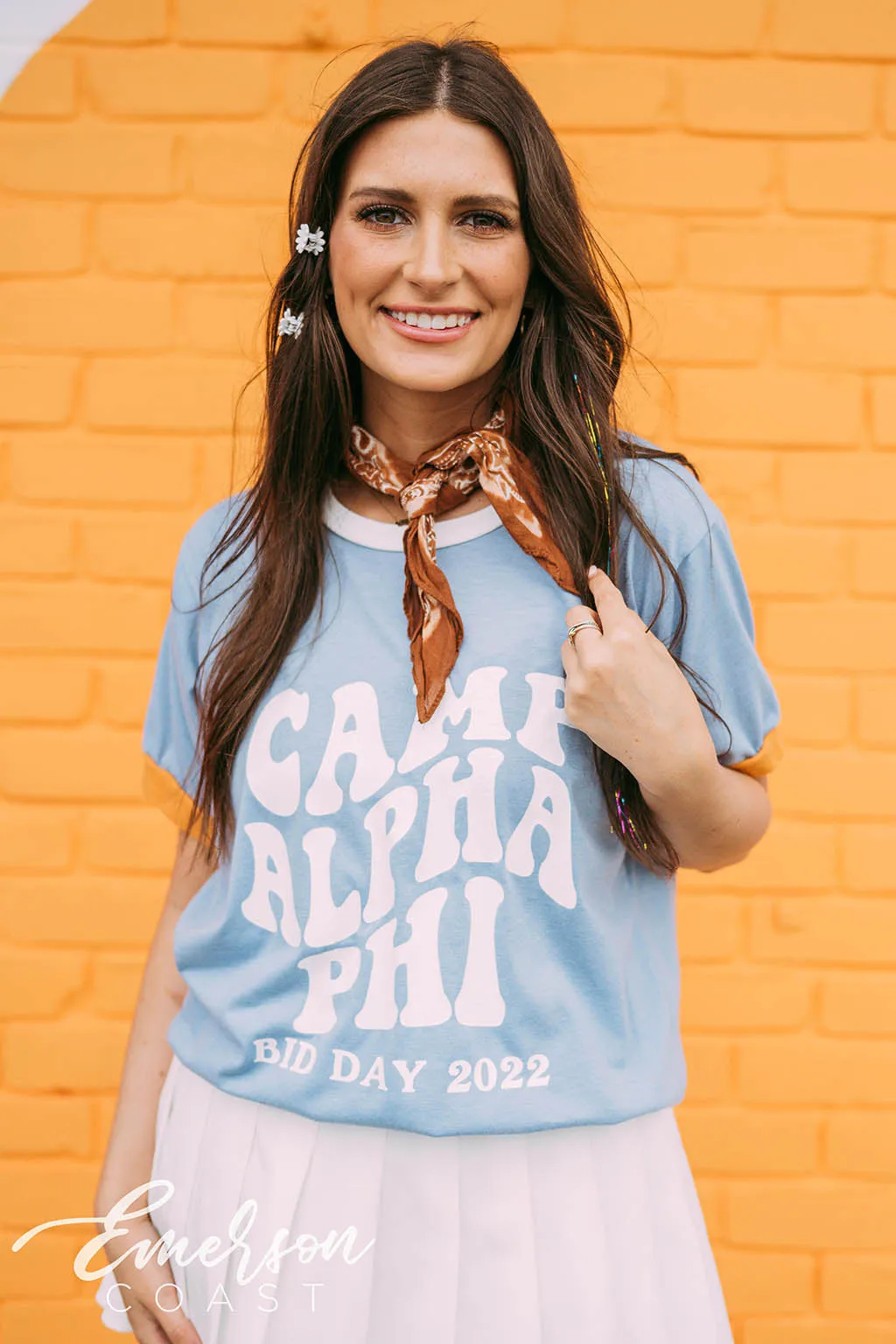 Alpha Phi Camp Bid Day Colorblock Ringer Tee