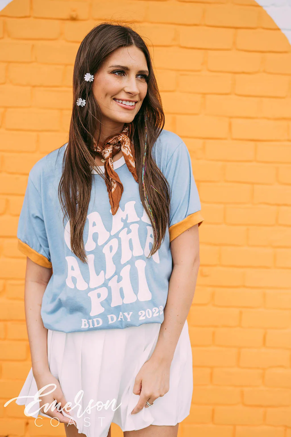 Alpha Phi Camp Bid Day Colorblock Ringer Tee