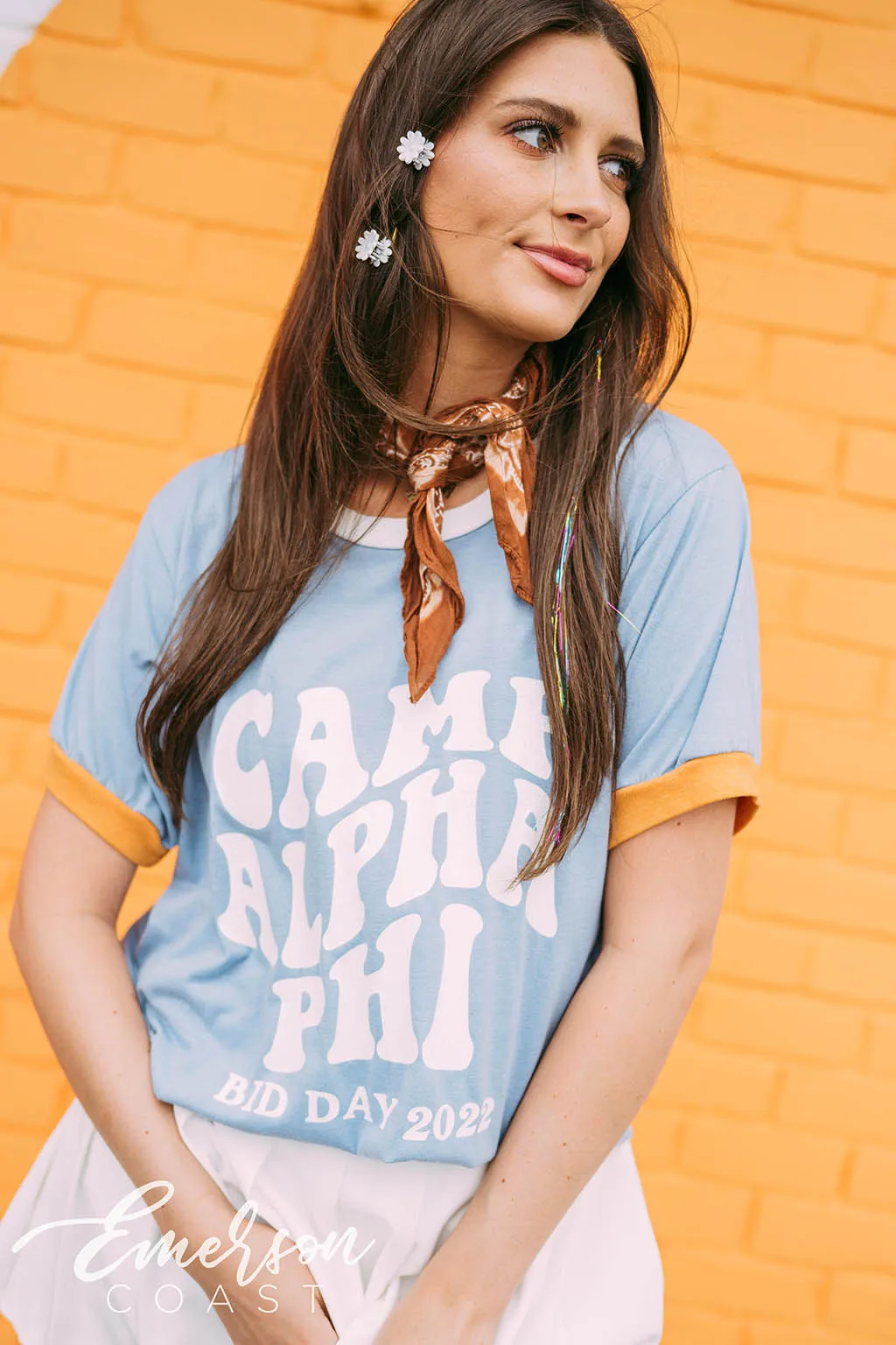 Alpha Phi Camp Bid Day Colorblock Ringer Tee