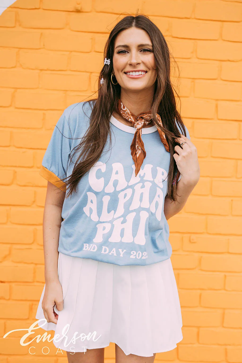 Alpha Phi Camp Bid Day Colorblock Ringer Tee