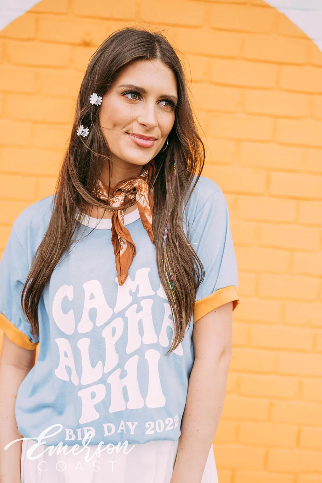 Alpha Phi Camp Bid Day Colorblock Ringer Tee