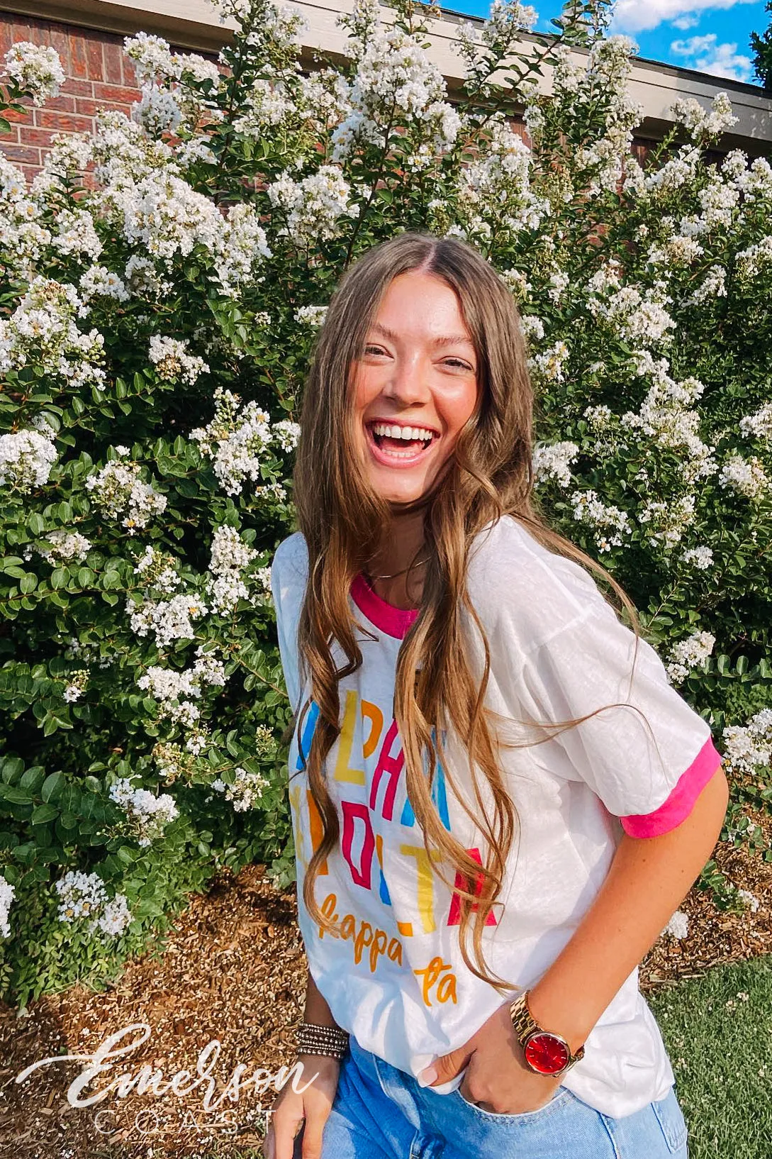 Alpha Xi Delta Bright Colorblock Ringer