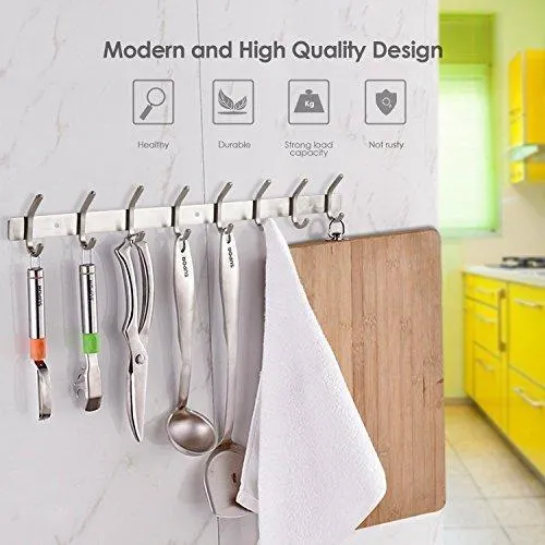 amzdeal Coat Hook Rack Wall Mounted Hook Rail Coat Hanger 16 Hooks